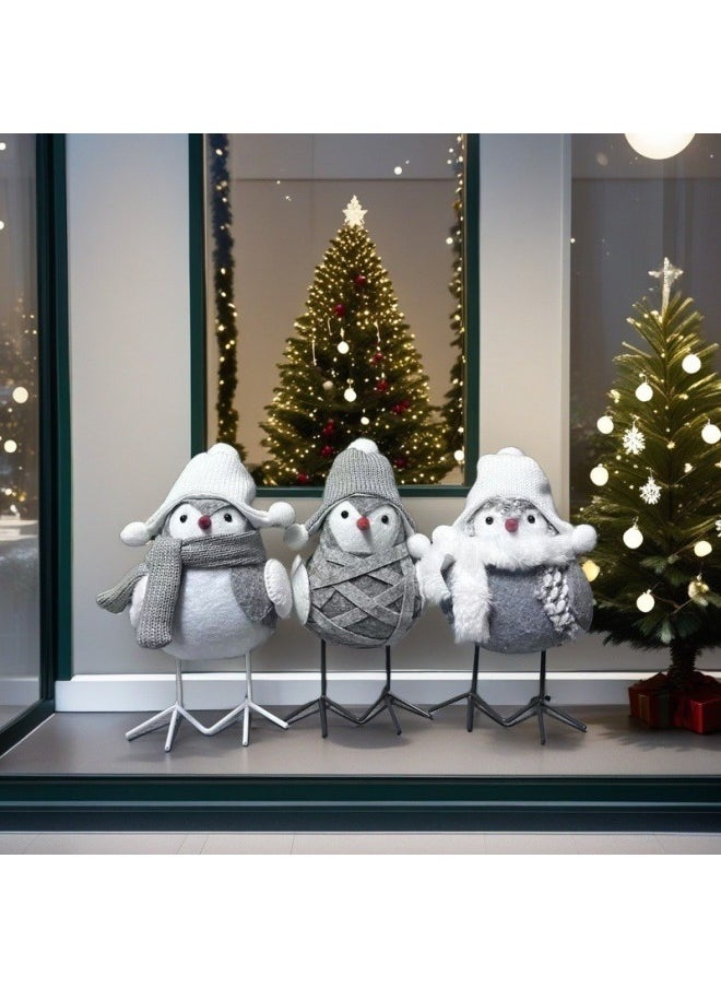 Cute High Color Value Diy Handmade Bird Plush Doll Desktop Window Ornaments Wholesale-Specifications:Gray Hat With Gray Body  - Image 2