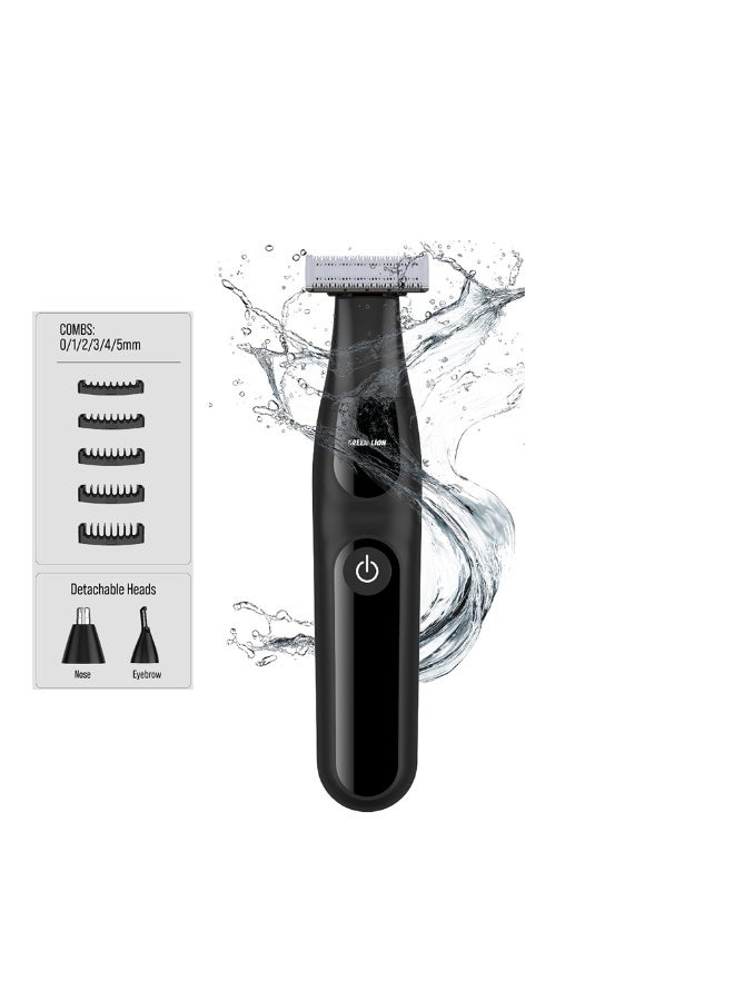 GREEN LION One Blade Plus Hair, Nose & Eyebrow Trimmer / 1.5H Working Time / IPX7 Waterproof / Stainless Steel Blade / Travel Lock / Sensitive Area Shaver - Black - Image 1