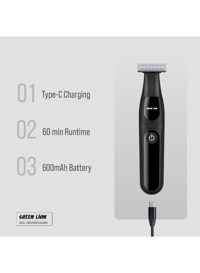 GREEN LION One Blade Plus Hair, Nose & Eyebrow Trimmer / 1.5H Working Time / IPX7 Waterproof / Stainless Steel Blade / Travel Lock / Sensitive Area Shaver - Black - Image 3