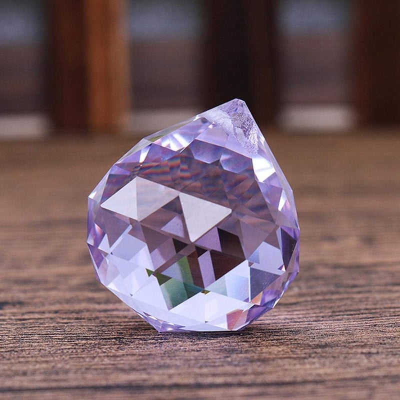 CRYSTA WORLD Crystal Prism Suncatcher Size 30 mm Glass Art Hanging Crystal Sun Catcher Prism Ball for Christmas Tree Decoration and Car Pendants (Purple) - Image 1