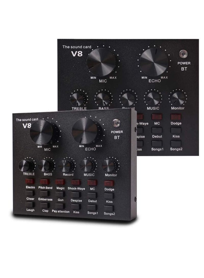 LEDIN 13 Peice V8-Live Sound Card, Audio Mixer USB External Sound Card Headset Microphone Live Sound Card Karaoke for Double Cell Phone Live Computer PC Live Recording Home KTV Voice Chat  - Image 3