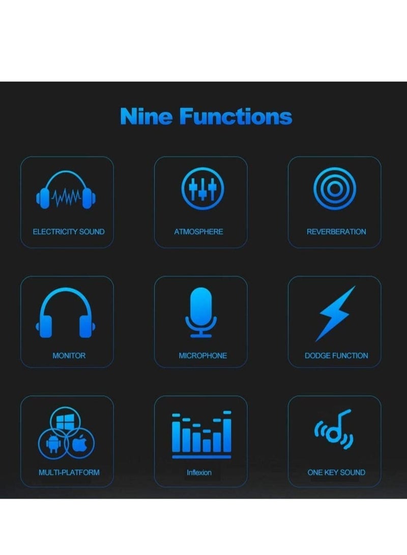 LEDIN 13 Peice V8-Live Sound Card, Audio Mixer USB External Sound Card Headset Microphone Live Sound Card Karaoke for Double Cell Phone Live Computer PC Live Recording Home KTV Voice Chat  - Image 4