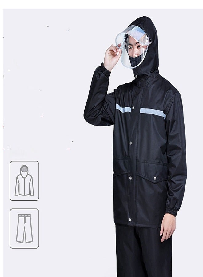 Loquat Double Layer Raincoat And Pants Set Black  - Image 2