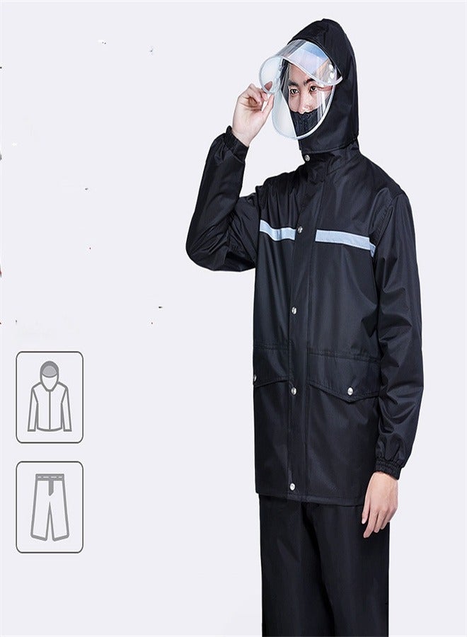 Loquat Double Layer Raincoat And Pants Set Black  - Image 1