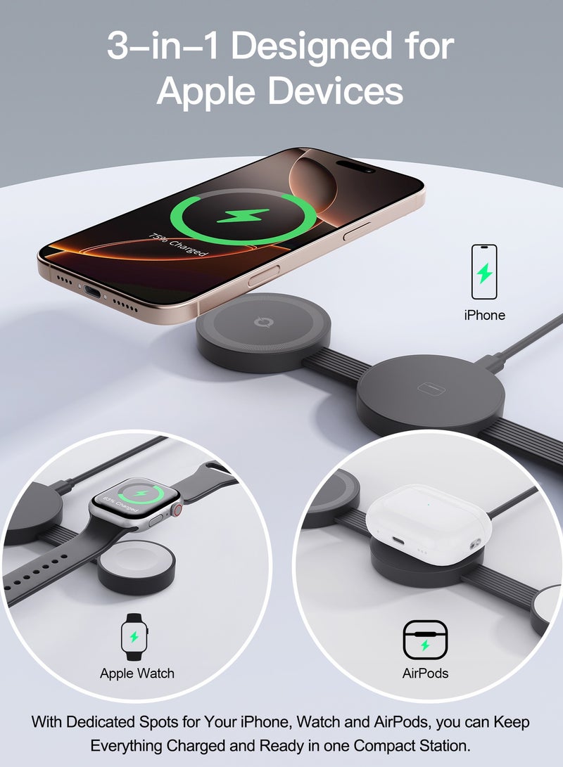 general 3-in-1 Portable Wireless Fast Charger - Foldable Design for iPhone, Apple Watch, and AirPods, Stylish and Lightweight - Image 2