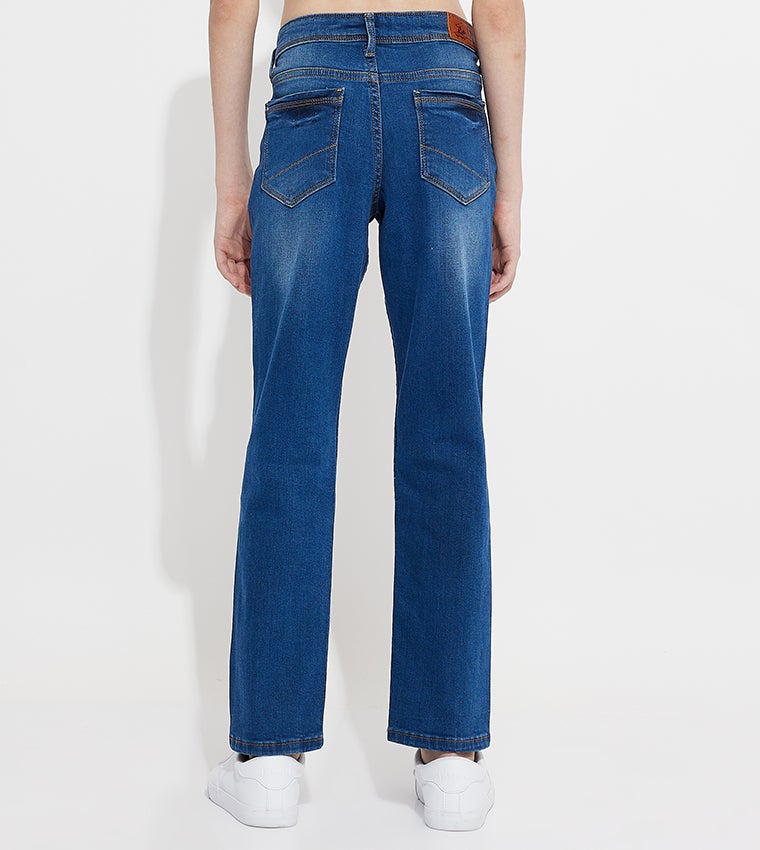 BEVERLY HILLS POLO CLUB Faded Mid Rise Straight Fit Jeans - Image 2