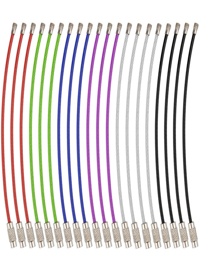 ويزدوم برو سلسلة مفاتيح سلكية من Wisdompro، عبوة من 20 قطعة، حلقات مفاتيح من الفولاذ المقاوم للصدأ بطول 4.3 بوصة وقطر 2 مم، حلقات مفاتيح متعددة الألوان لحفظ بطاقات الأمتعة والمفاتيح وبطاقات الهوية - Image 1