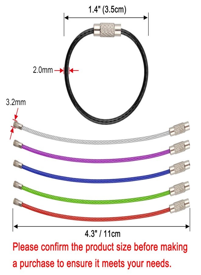 ويزدوم برو سلسلة مفاتيح سلكية من Wisdompro، عبوة من 20 قطعة، حلقات مفاتيح من الفولاذ المقاوم للصدأ بطول 4.3 بوصة وقطر 2 مم، حلقات مفاتيح متعددة الألوان لحفظ بطاقات الأمتعة والمفاتيح وبطاقات الهوية - Image 2