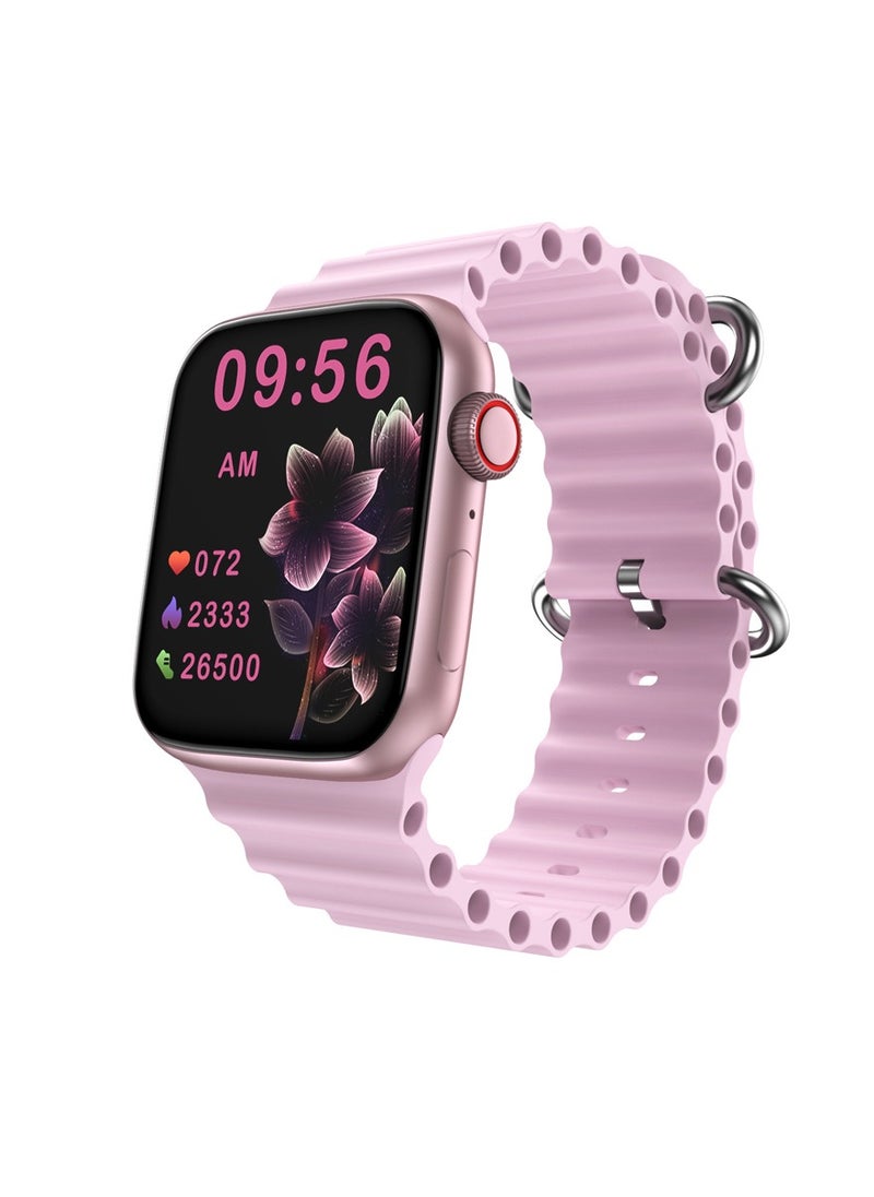 modio - Modio MW09 Mini 36MM Smart Watch With 2 Pair Straps and Wireless Charger For Ladies and Girls Pink - Image 1