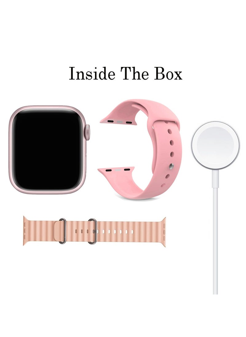 modio - Modio MW09 Mini 36MM Smart Watch With 2 Pair Straps and Wireless Charger For Ladies and Girls Pink - Image 1