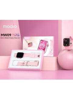 modio Modio MW09 Mini 36MM Smart Watch With 2 Pair Straps and Wireless Charger For Ladies and Girls Pink  - Image 2