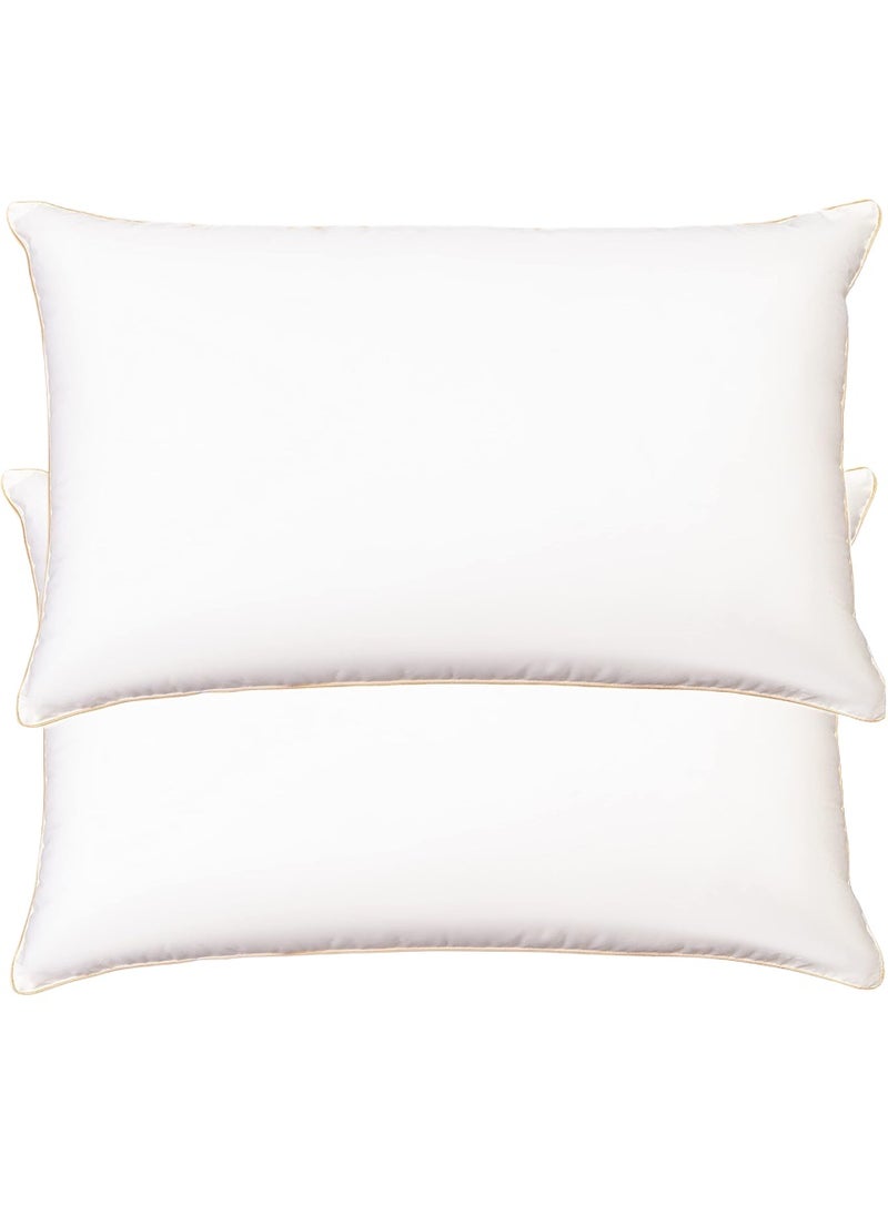 Blueberry 2 Piece Pack Classic Gold Piping Pillow Single Edge Piping Pillow White 50x70cm Made in Uae - Image 1