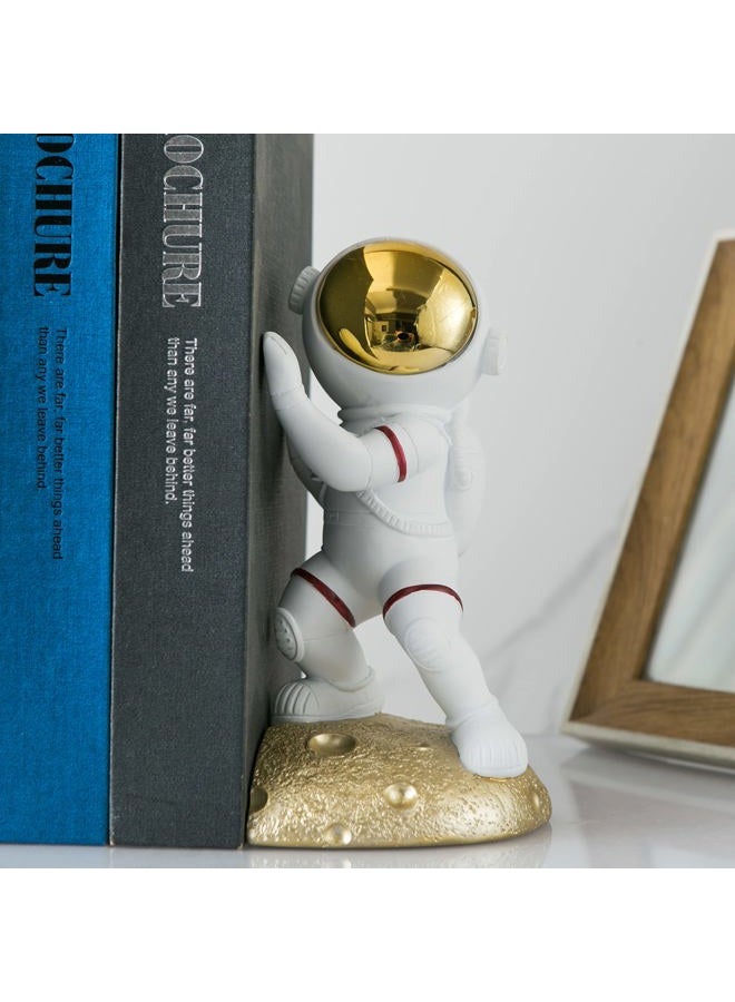 Banllis Space Theme Bookends for Shelves, Astronaut Moon Book Ends for Kids Room, Decorative Planet Book Stoppers to Hold Books Heavy Duty, Unique Boys and Girls Gift (Gold) - Image 5