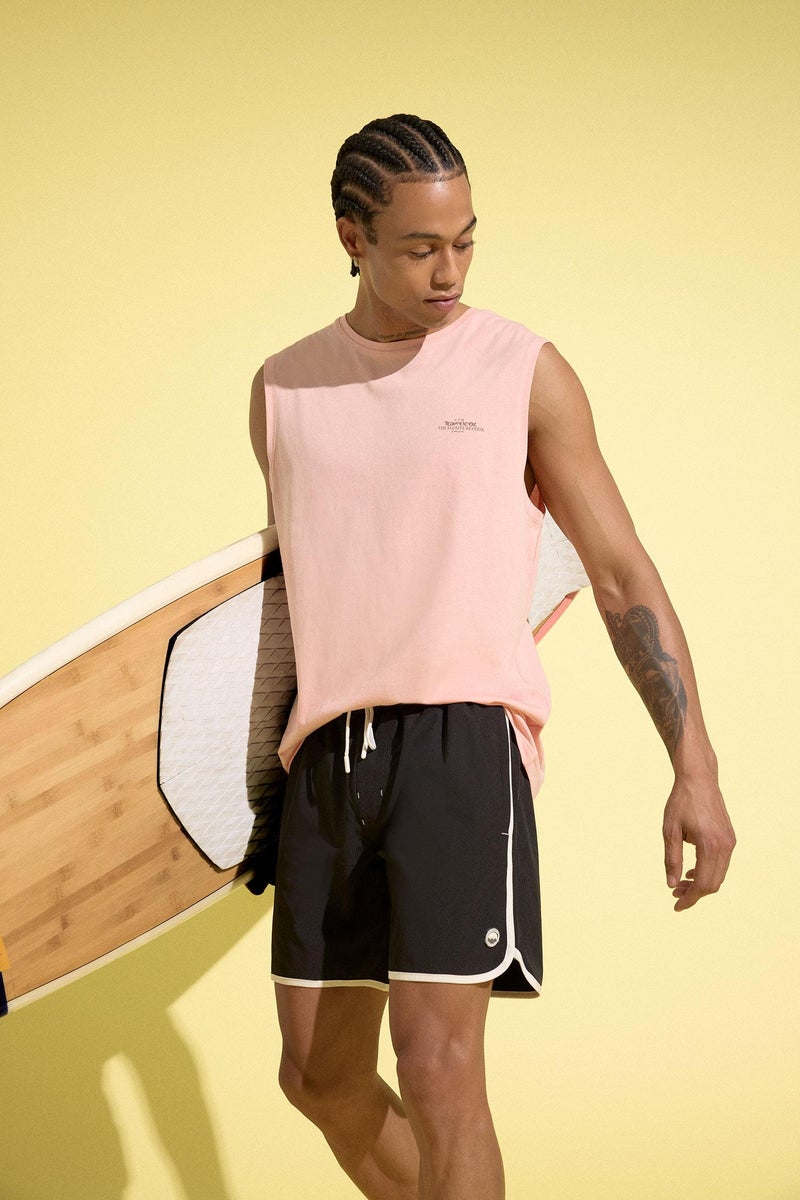 DeFacto Black Man DeFactoFit Regular Fit Flexible Textured Swim Shorts Casual - Image 2