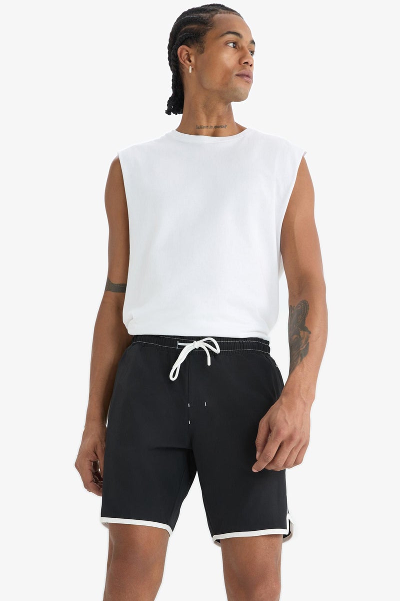 DeFacto Black Man DeFactoFit Regular Fit Flexible Textured Swim Shorts Casual - Image 4