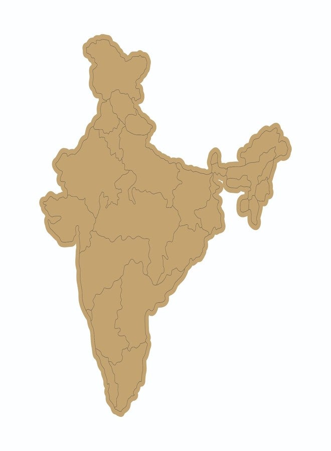 LET'S DIY Wooden Map of India | Elegant Wall Decor for Home & Office | Durable & Stylish Map Art | Unique Indian Decor Piece - Image 1