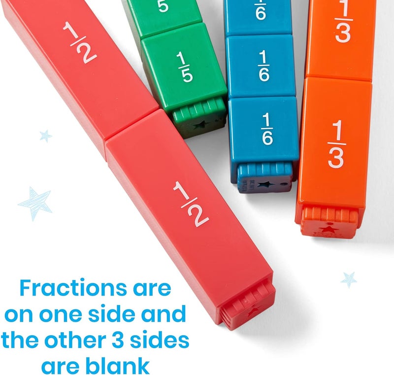 hand2mind Plastic Rainbow Fraction Tower Linking Cubes with Fractions Only (Set of 51) - Image 5