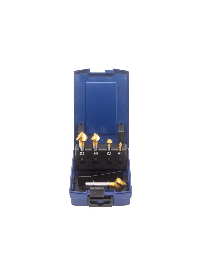 WSH-TOOLS Countersink HSS-E 90° DIN 335C Spiral Flute Uneven Pitch Set of 5 pcs TiN | Chatter-Free Deburring Tool Dubai UAE - Image 1