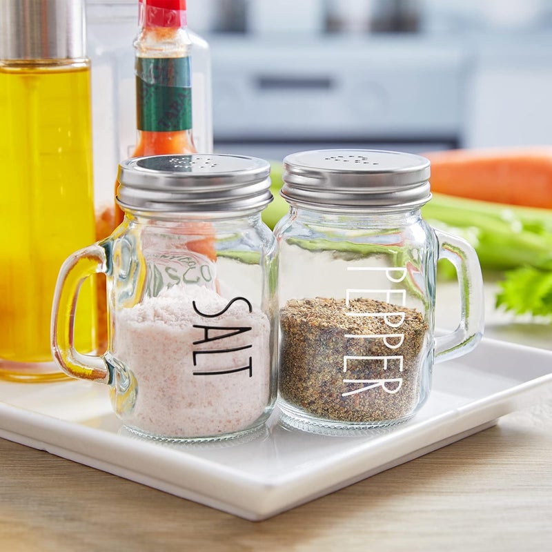 ZOSUJO Glass Salt and Pepper Shakers Set, 4 oz Cute Clear Salt Pepper Shaker, Kitchen Decor for Home Restaurants Wedding, Transparent Shaker Sets with Stainless Steel Lids - Image 2