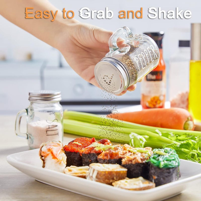 ZOSUJO Glass Salt and Pepper Shakers Set, 4 oz Cute Clear Salt Pepper Shaker, Kitchen Decor for Home Restaurants Wedding, Transparent Shaker Sets with Stainless Steel Lids - Image 4