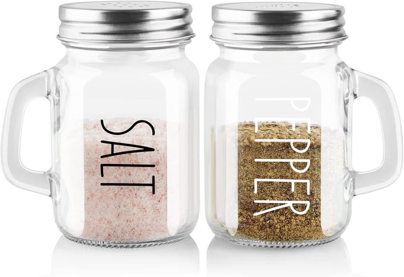 ZOSUJO Glass Salt and Pepper Shakers Set, 4 oz Cute Clear Salt Pepper Shaker, Kitchen Decor for Home Restaurants Wedding, Transparent Shaker Sets with Stainless Steel Lids - Image 1