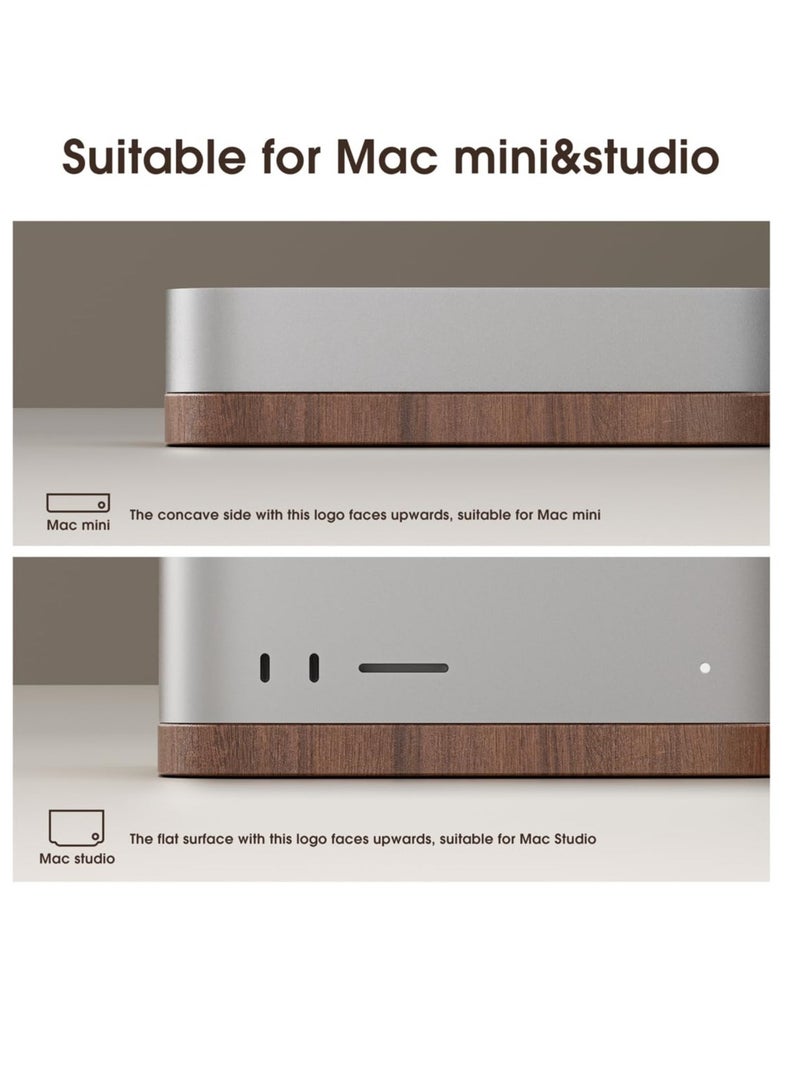 Excefore Black Walnut Desktop Stand for Mac Mini And Mac Studio, Heat Dissipation And Dust Proof Base, Dustproof Cooling Heat Disspation Mount, for Mac Mini M1 M2 Host Accessories - Image 4