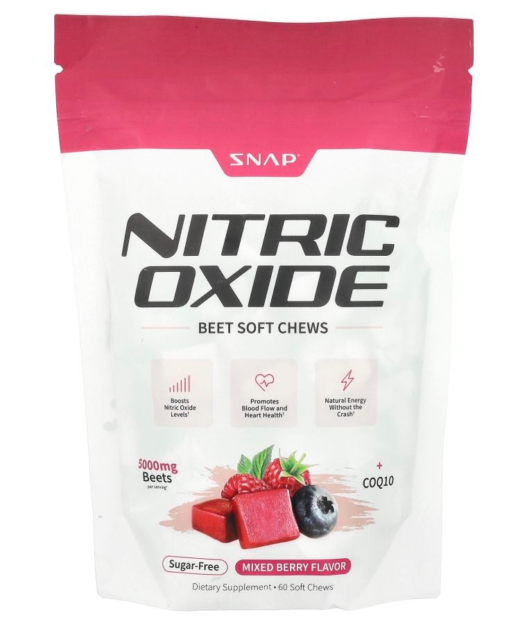 SNAP SUPPLEMENTS Nitric Oxide Beet Soft Chews Sugar Free Mixed Berry 60 Soft Chews