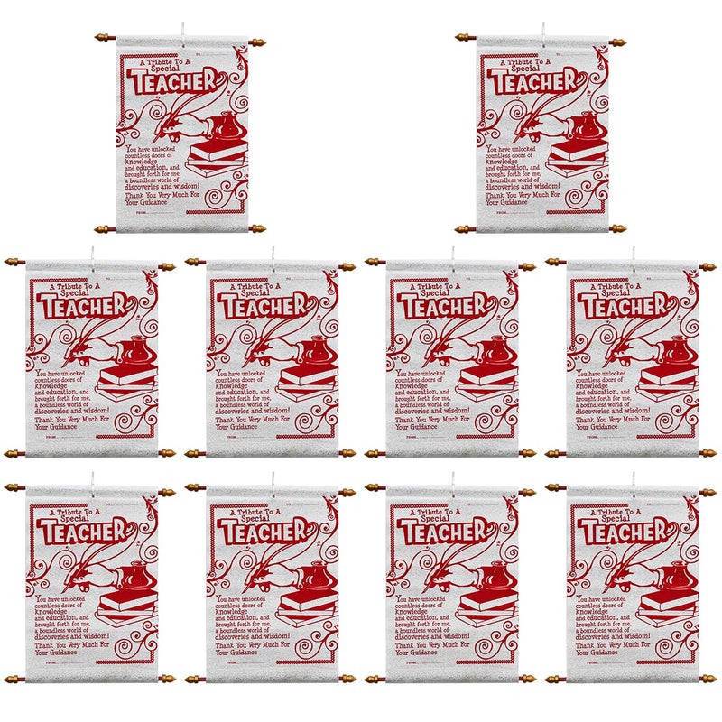 Natali Traders Teachers Day Gift for Teacher World Best Teacher Scroll Card Pack of 10 Bulk Gifts for Teacher Farewell Gift for Teachers Teachers Day Special Combo