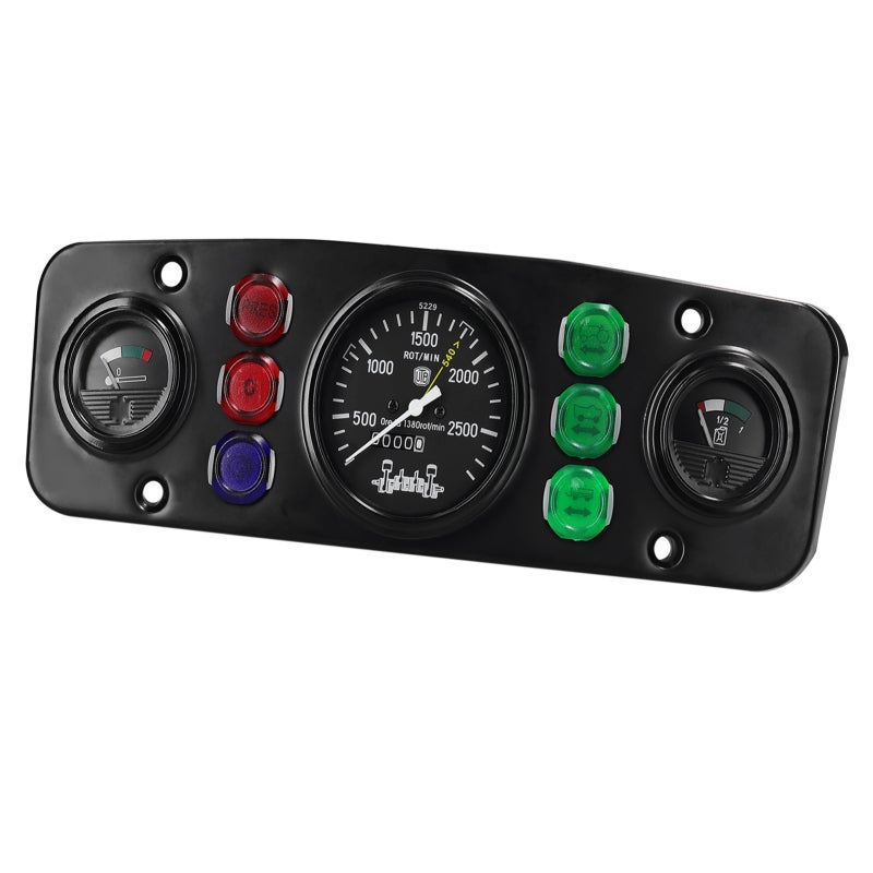 Car Instrument Assembly: Black ABS & Metal Multi-functional Automotive Instrument - Backlit Real-time Monitoring 6 Warning Lights for 12V Car Truck Van Off-road Vehicle Drivers - Image 1