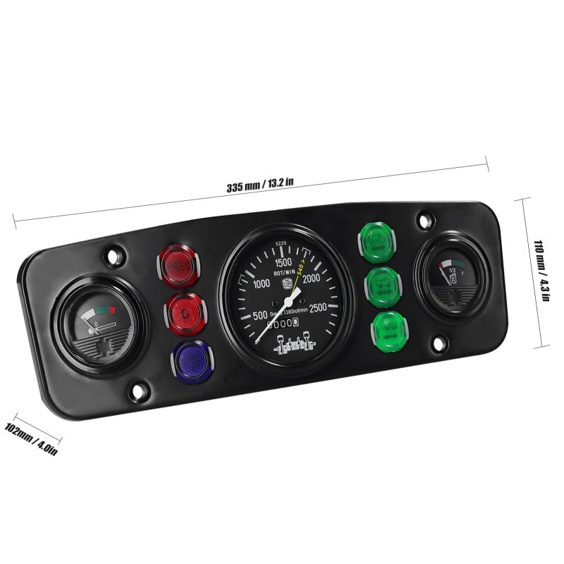 Car Instrument Assembly: Black ABS & Metal Multi-functional Automotive Instrument - Backlit Real-time Monitoring 6 Warning Lights for 12V Car Truck Van Off-road Vehicle Drivers - Image 4