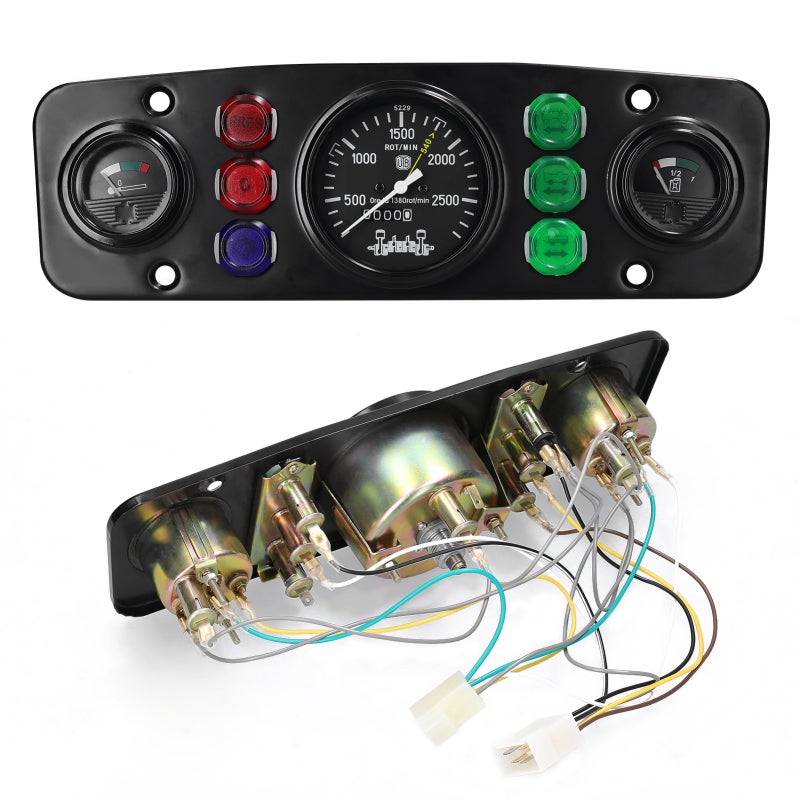 Car Instrument Assembly: Black ABS & Metal Multi-functional Automotive Instrument - Backlit Real-time Monitoring 6 Warning Lights for 12V Car Truck Van Off-road Vehicle Drivers - Image 3
