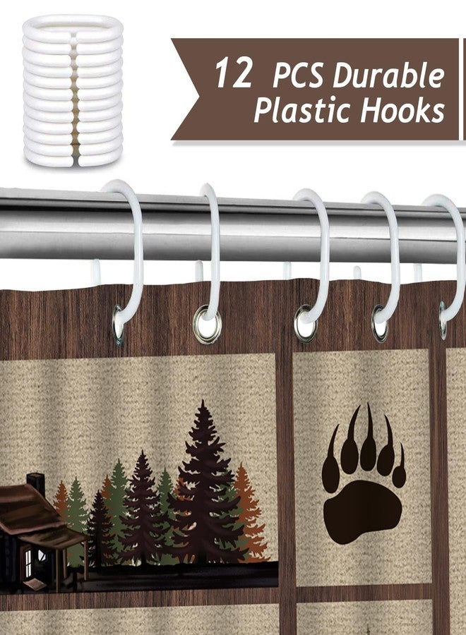 Bonhause Rustic Cabin Shower Curtain, Farmhouse Woodland Bear Deer Country Bathroom Decor 72x72 Inch Polyester Fabric Waterproof Bath Curtain with 12 Hooks - Image 3