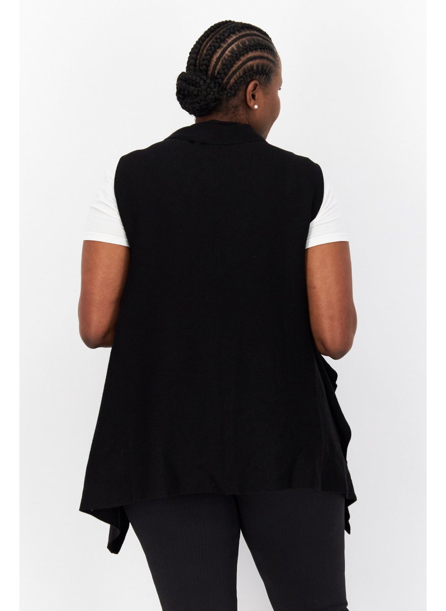 s.Oliver Women Sleeveless Open Front Ribbed Cardigan, Black  - Image 3
