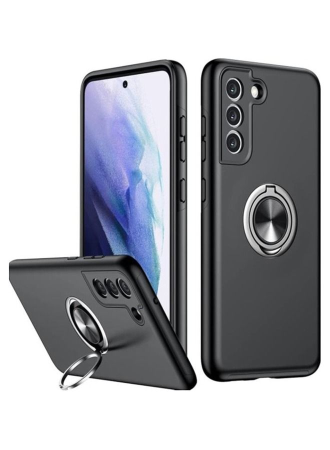 Rock Pow Samsung Galaxy S21 FE Case, [Military Grade Drop Protection] Slim Fit Shockproof Protective Cover with 360° Rotatable Magnetic Ring Holder Kickstand Compatible with Samsung S21 FE Case 5G,Black - Image 1