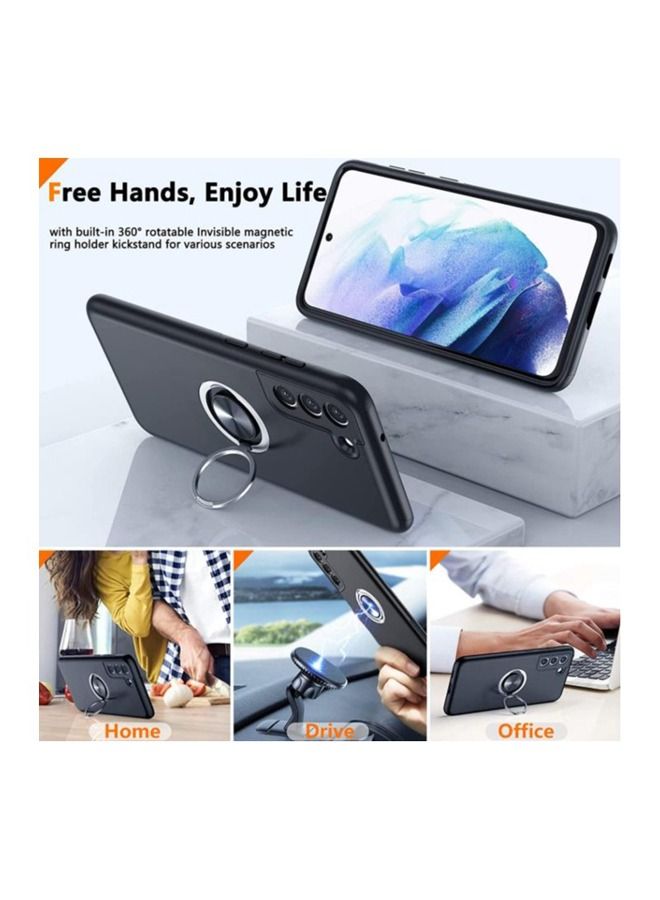 Rock Pow Samsung Galaxy S21 FE Case, [Military Grade Drop Protection] Slim Fit Shockproof Protective Cover with 360° Rotatable Magnetic Ring Holder Kickstand Compatible with Samsung S21 FE Case 5G,Black - Image 3