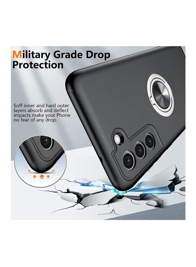 Rock Pow Samsung Galaxy S21 FE Case, [Military Grade Drop Protection] Slim Fit Shockproof Protective Cover with 360° Rotatable Magnetic Ring Holder Kickstand Compatible with Samsung S21 FE Case 5G,Black - Image 4