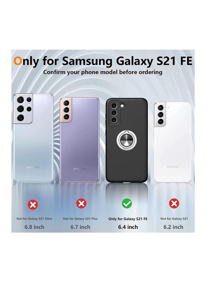 Rock Pow Samsung Galaxy S21 FE Case, [Military Grade Drop Protection] Slim Fit Shockproof Protective Cover with 360° Rotatable Magnetic Ring Holder Kickstand Compatible with Samsung S21 FE Case 5G,Black - Image 2