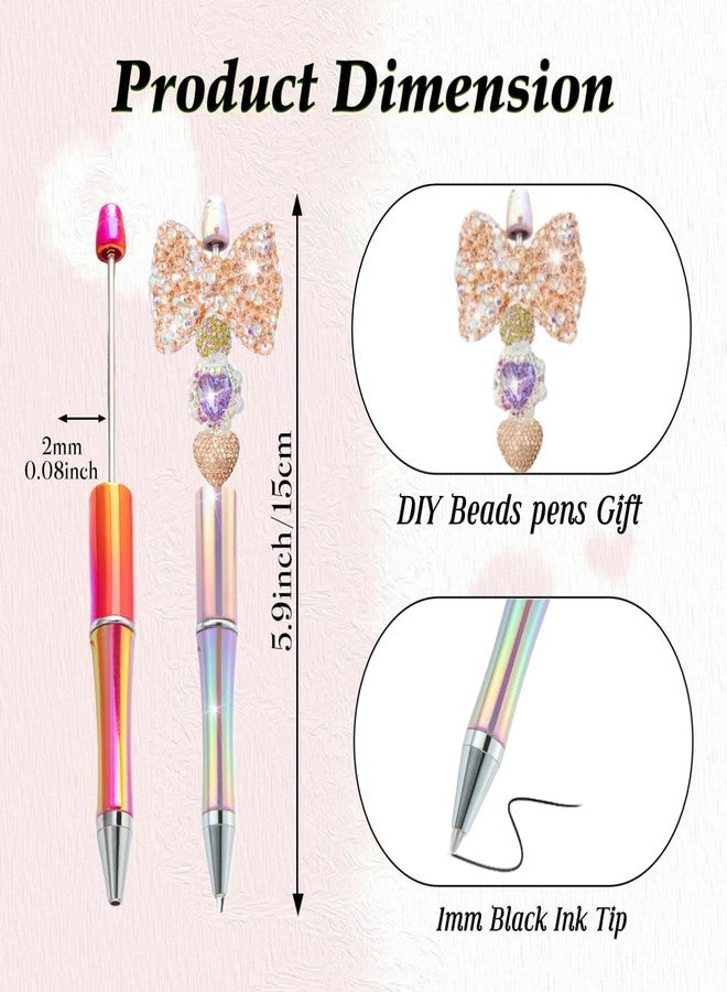 KUNHEHO Beadable Pen 48Pcs Gradient Colors Shiny Fancy Pens Bulk for Women Focal Beads Pen Retractable Ballpoint Cool Cute Pens for Tween Girls DIY Small Thank You Gifts - Image 2