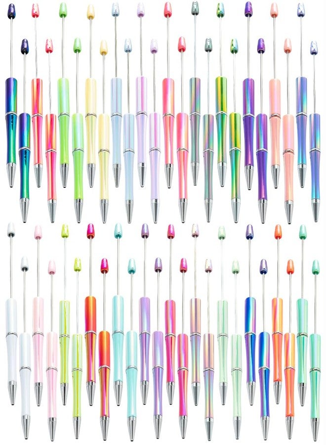 KUNHEHO Beadable Pen 48Pcs Gradient Colors Shiny Fancy Pens Bulk for Women Focal Beads Pen Retractable Ballpoint Cool Cute Pens for Tween Girls DIY Small Thank You Gifts - Image 1