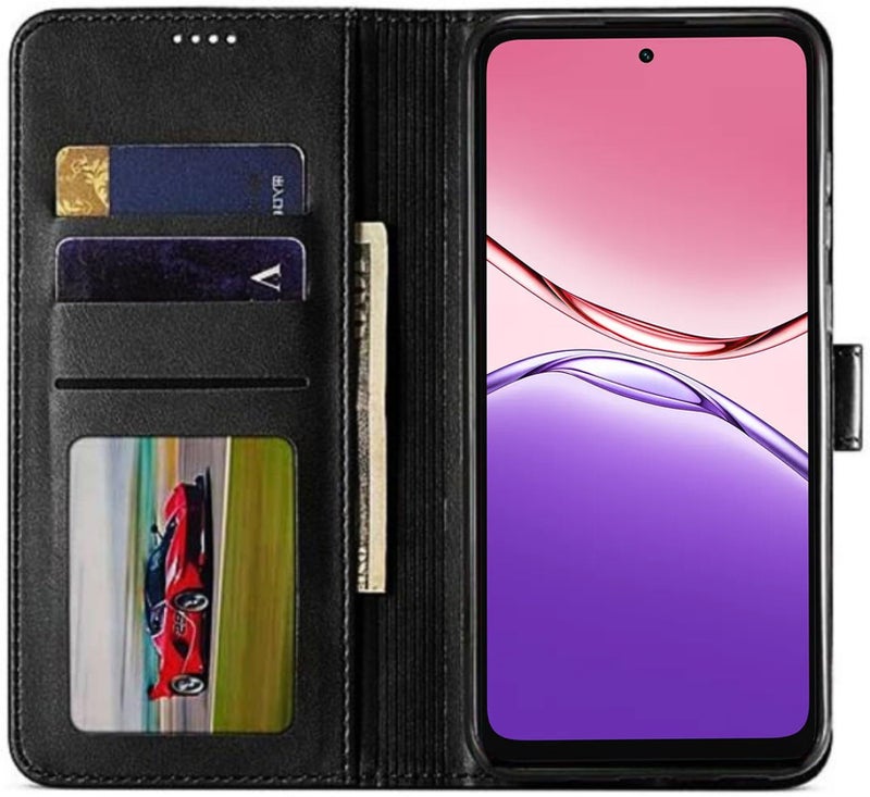 SHINESTAR Oppo K13x 5G Flip Back Cover | PU Leather Flip Cover Wallet Case with TPU Silicone Case Back Cover for Oppo K13x 5G - Classy Black - Image 3
