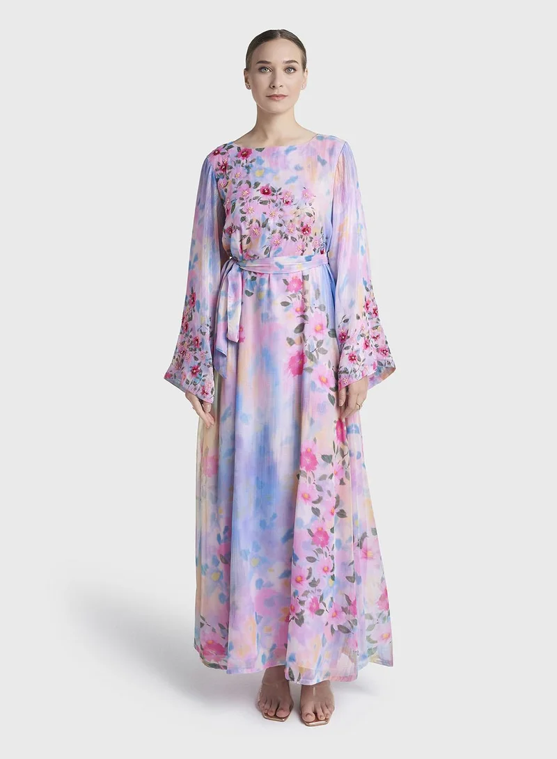 Kashkha Multicolour Floral Printed Dhamal Maxi Dress (VDX10)
