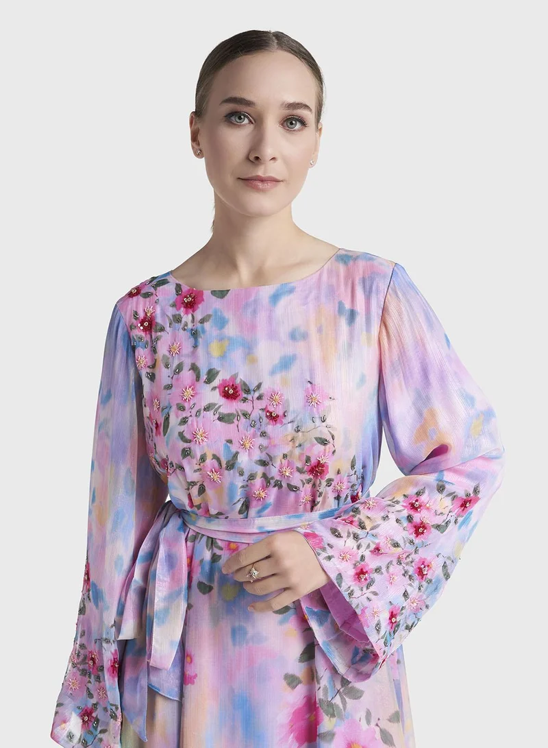 Kashkha Multicolour Floral Printed Dhamal Maxi Dress (VDX10)
