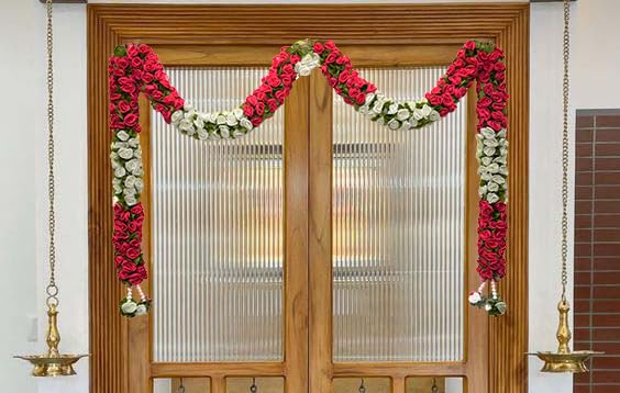 Daedal crafters Pink & White Door Set Hanging Traditional Doorway Decoration for Festivals, Weddings & Home Décor (30x42inch) - Image 3