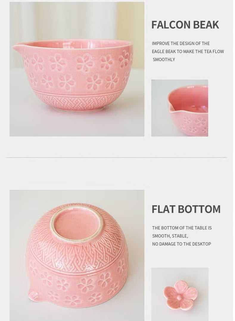 XiuWoo 4 Piece Matcha Tea Set Matcha Whisk Kit Matcha Ceramic Bowl Matcha Whisk, Pink Whisk Holder Traditional Scoop Perfect Set to a Traditional of Matcha Tool (Pink ) - Image 3