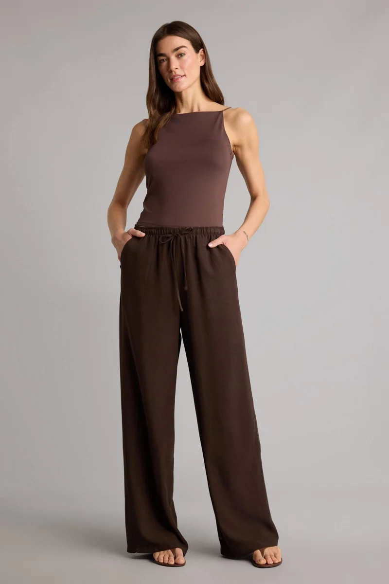 DeFacto Wide Leg High Waist Linen Blend Trousers