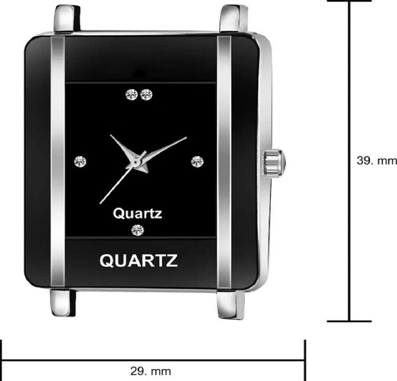 Acnos Polyurethane Premium Brand Black Dial Square Analog Watch Pu Belt Watch For Girls Watch For Women Pack Of 1, Black Band - Image 3