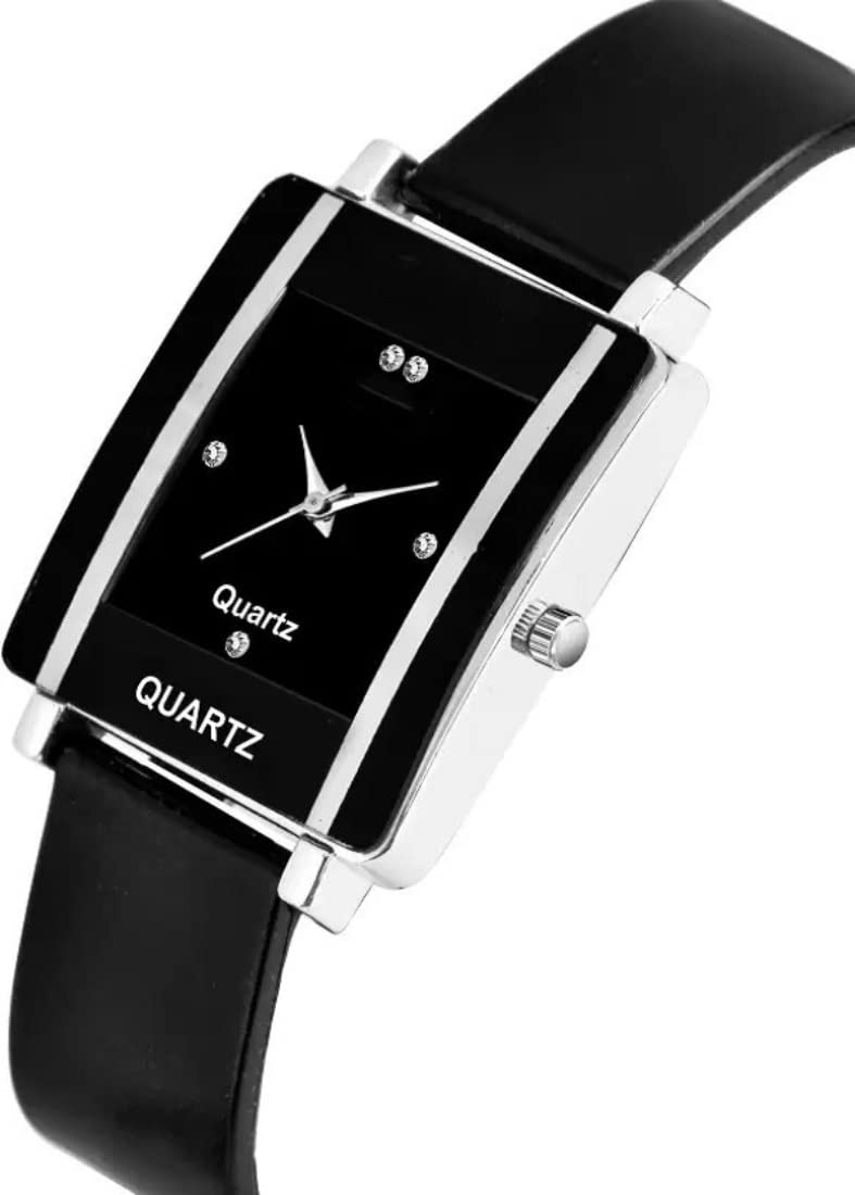 Acnos Polyurethane Premium Brand Black Dial Square Analog Watch Pu Belt Watch For Girls Watch For Women Pack Of 1, Black Band - Image 2