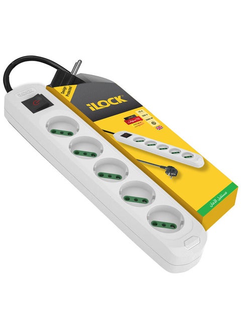 Power Strip 5 OutletsPower strip, 5 outlets with switch, 3500W (White, 1.5 m) Without Earthing - 1.5 m