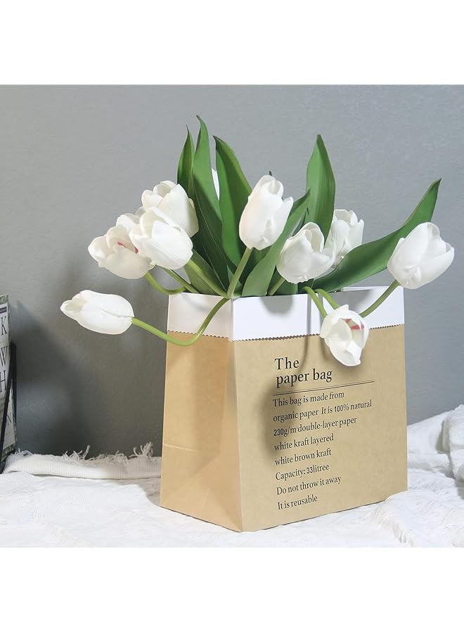 12Pcs Artificial Tulips Flowers Real Touch Flower Soft Faux Tulips Bouquets Arrangements Realistic Tulips For Office Wedding Party Kitchen Decoration White