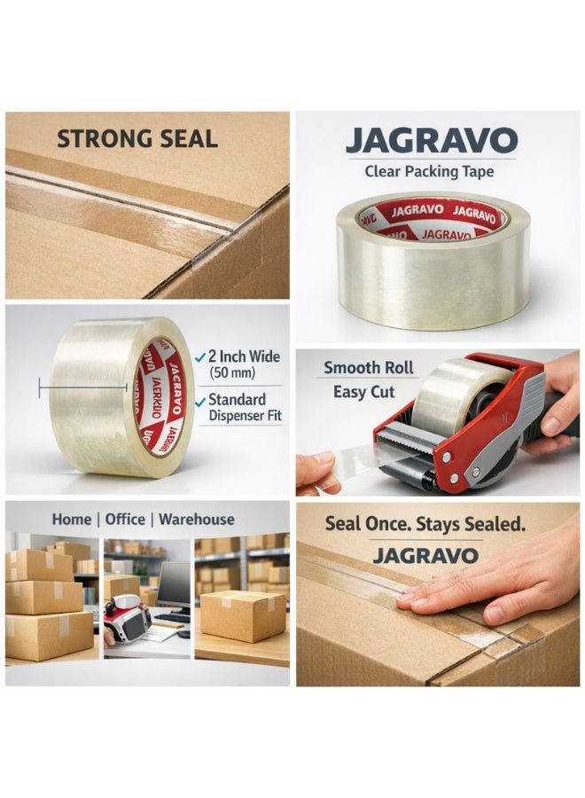 Jagravo Transparent Packing Tape 2 x 50 Yards Heavy Duty Adhesive Box Sealing Tape for Packaging, Parcel Boxes, Moving, Postal Bags, Storage & Office Supplies – 1 Roll - Image 3